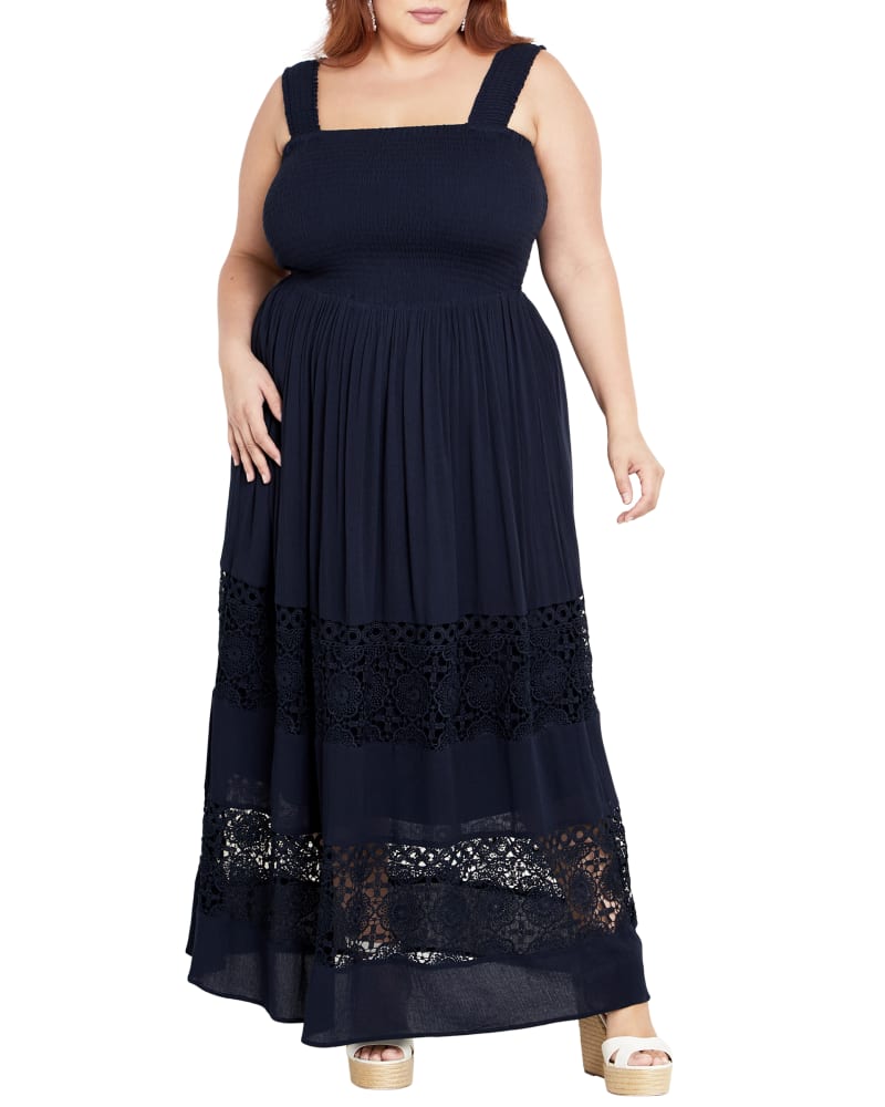 Front of a model wearing a size XXL Maxi By The Beach in NAVY by City Chic. | dia_product_style_image_id:352891